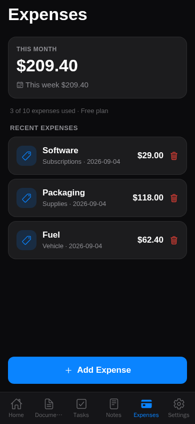 Business expense tracker