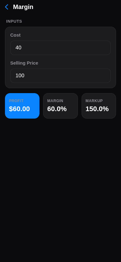 Margin calculator